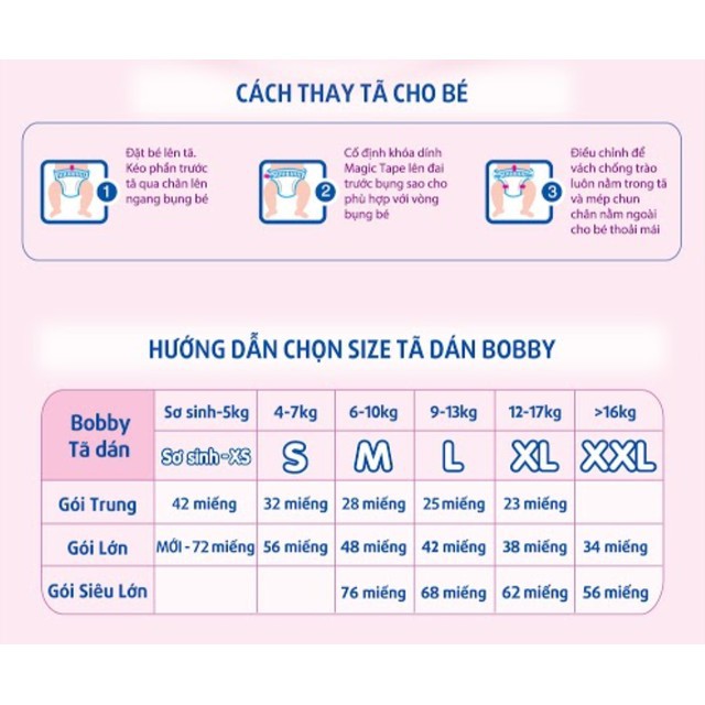 [CỘNG MIẾNG] Tã / Bỉm Bobby quần size NB108+9, Xs38+4, S54+6, M60+8, L52, Xl48