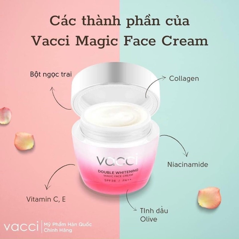 Kem dưỡng trắng nâng tone da mặt Vacci Double Whitening Magic Face Cream 50ml
