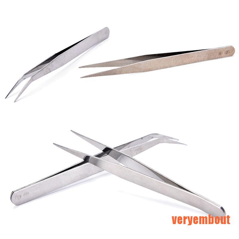 Set 2 Nhíp Thẳng Bằng Thép Không Gỉ Dùng Để Gắp Các Sản Phẩm