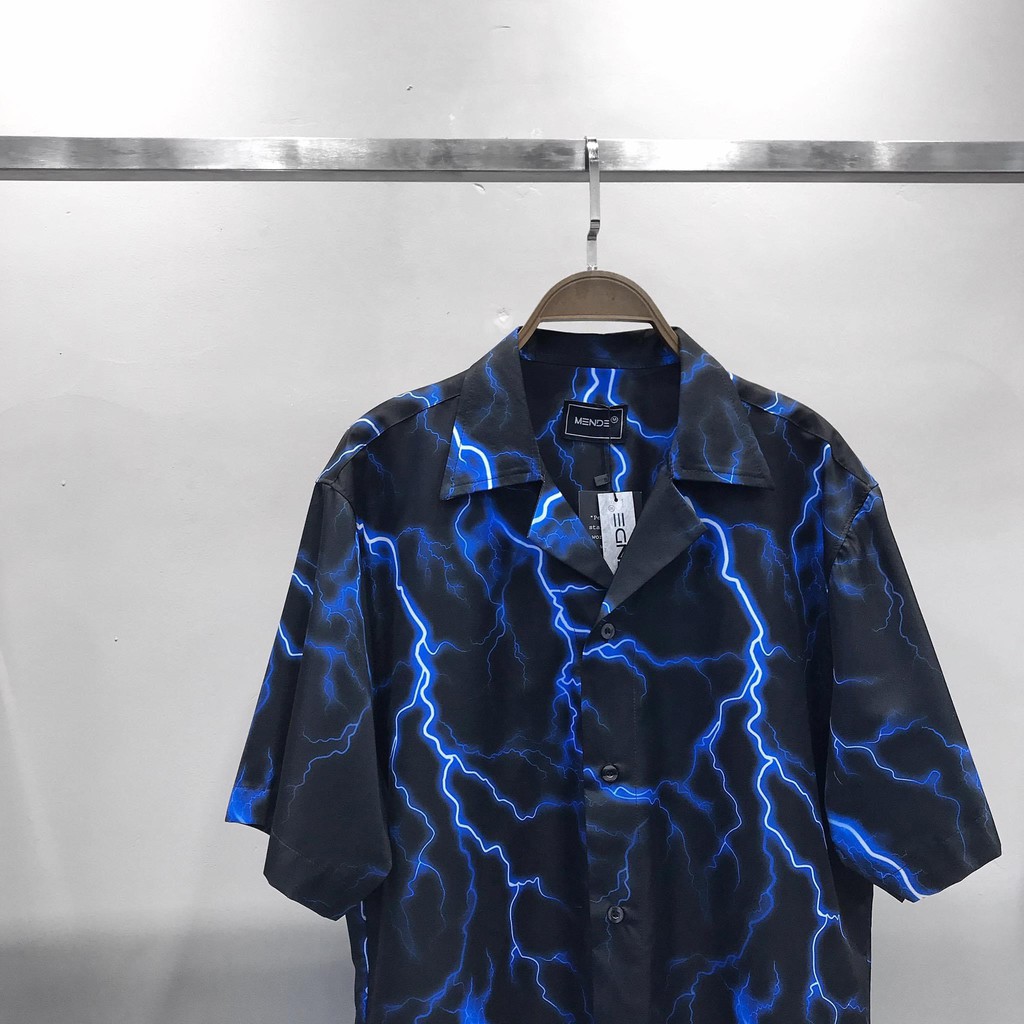 Sơ Mi Unisex Tay Lỡ - Áo Somi Sấm Sét Xanh - Thời Trang Unisex AnAn - SM7 | BigBuy360 - bigbuy360.vn