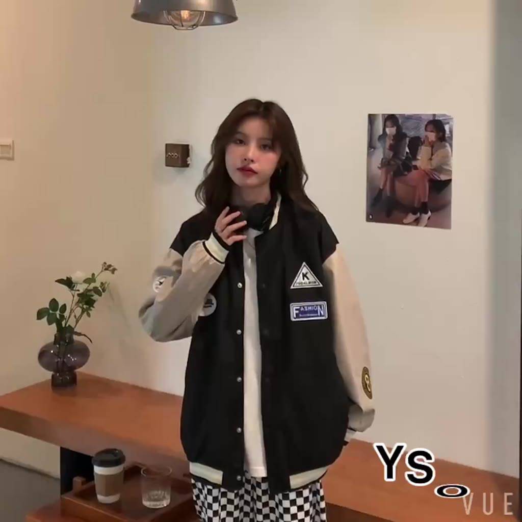 Áo khoác bomber bóng chày form rộng vải dù cao cấp Varsity dáng Unisex nam nữ | BigBuy360 - bigbuy360.vn