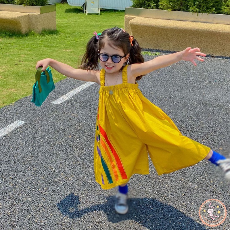 Bộ Áo Liền Quần Không Tay Ống Rộng Thời Trang Cho Bé Gái