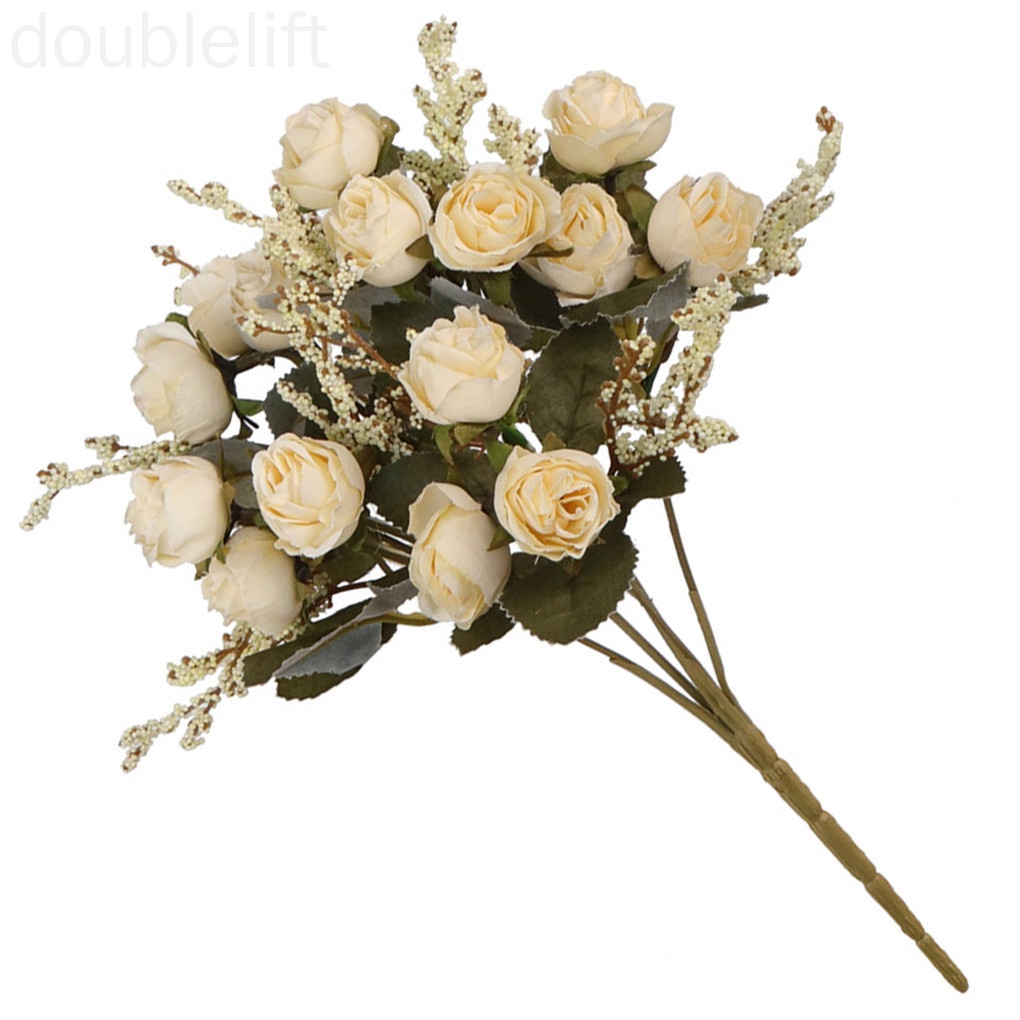 5 Nhánh Hoa Hồng Nhân Tạo 15 Bông Trang Trí Tiệc Cưới