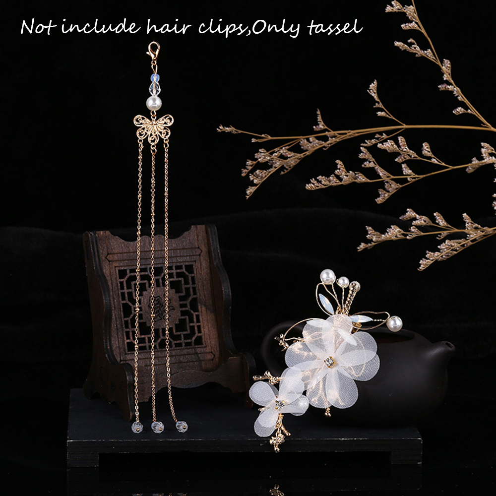 Set 2 Dây Tua Rua Dùng Trên Kẹp Tóc Phong Cách Trung Hoa Cổ Điển Cho Nữ