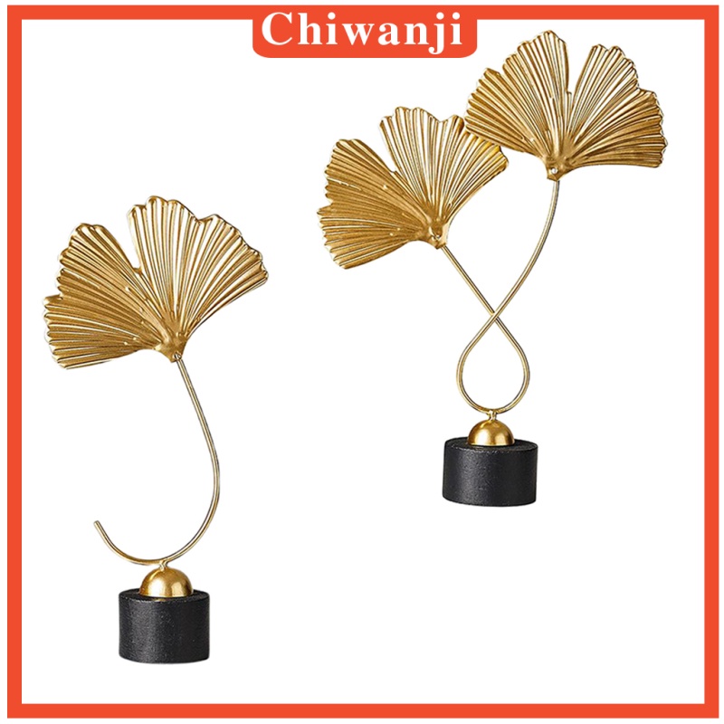 Set 2 tượng điêu khắc hình chiếc lá để bàn dùng trang trí nhà cửa/ văn phòng