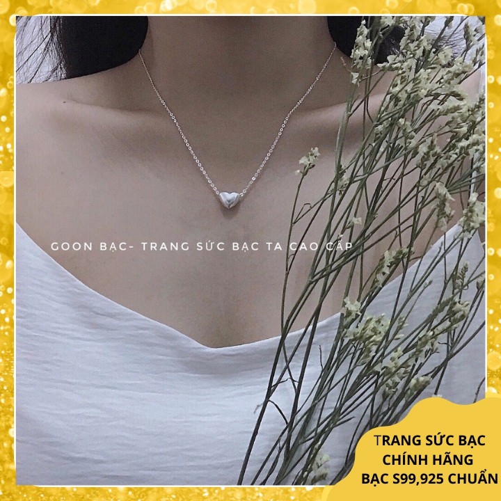 Dây chuyền tim phồng chuẩn bạc ta- Ảnh thật tự chụp
