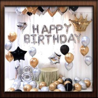 Combo Trang Trí Sinh Nhật (2 Rèm, Bóng Happy Birthday và 40 Bóng Tròn) lang.vk20