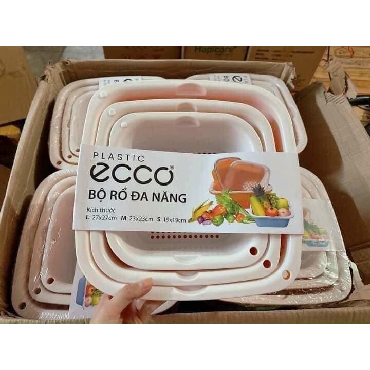 Bộ thau rổ nhựa vuông ECOCO 6 món Việt Nhật dày đẹp ( hàng loại 1)