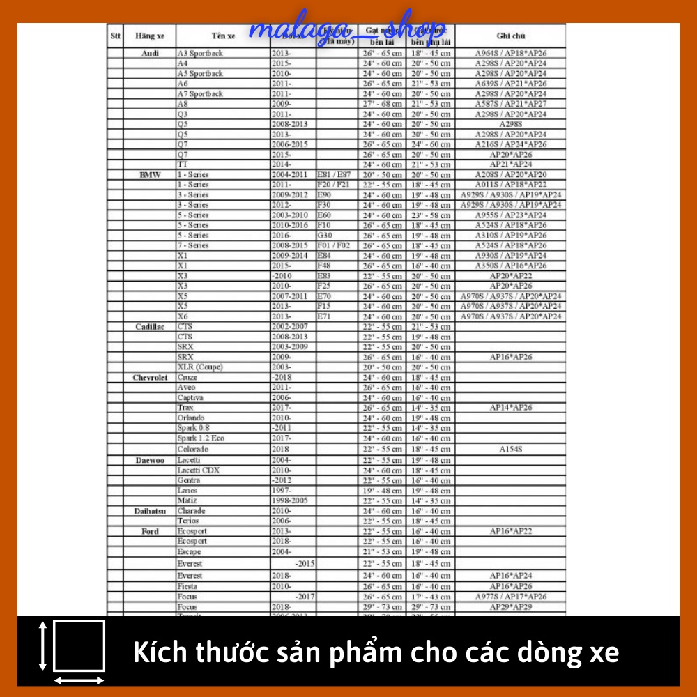 Gạt mưa ô tô i10 Morning Vios Innova City CRV CX3 CX5 đủ size GATMUA