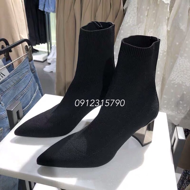 Boot len phối da gót kim loại ZR mẫu mới 2019 . Ảnh thật