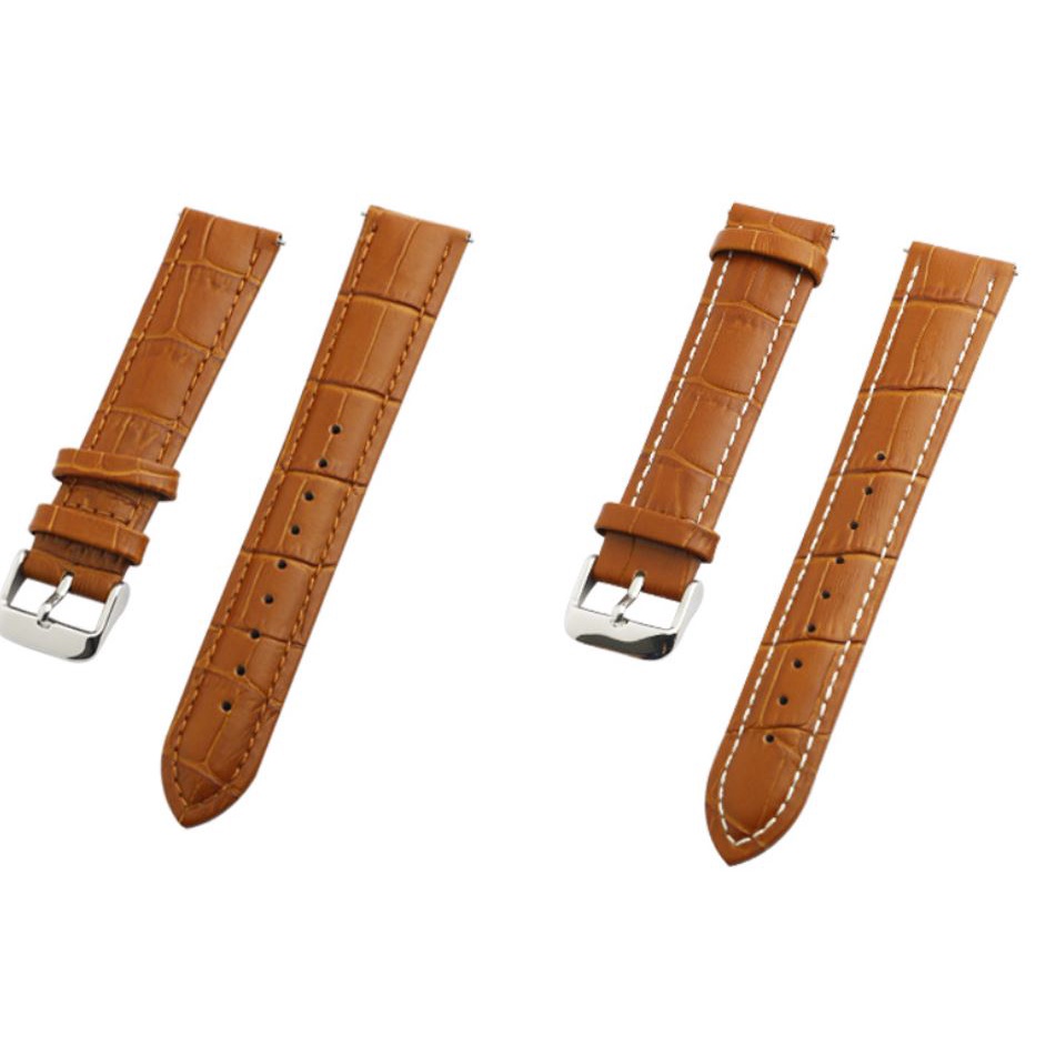 Dây da đồng hồ chốt thông minh 18mm 20mm 22mm dây đeo đồng hồ bằng da bò thật cực dày, thấm hút mồ hôi tốt