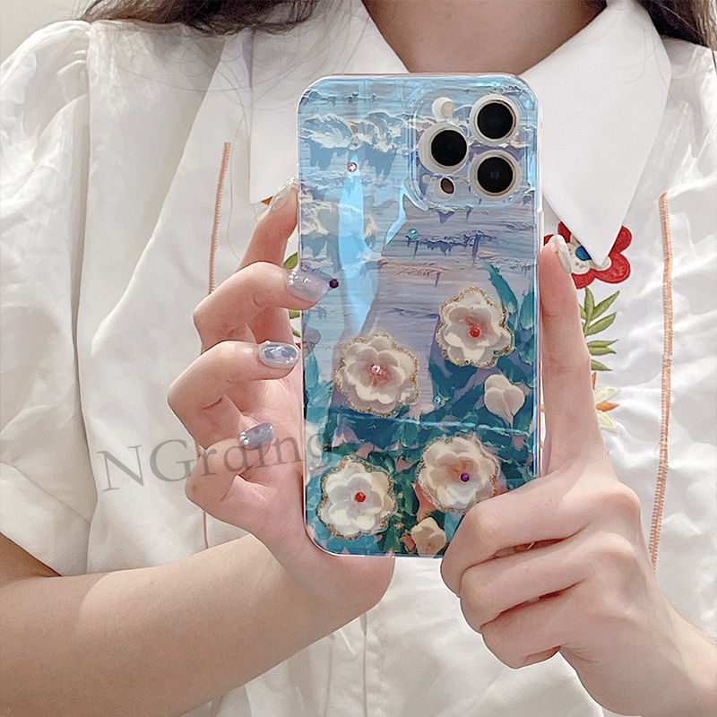 Mới Ốp Điện Thoại Silicon Mềm Họa Tiết Tranh Sơn Dầu Hình Hoa Cho iphone 13 13pro 12 11 pro xs max x