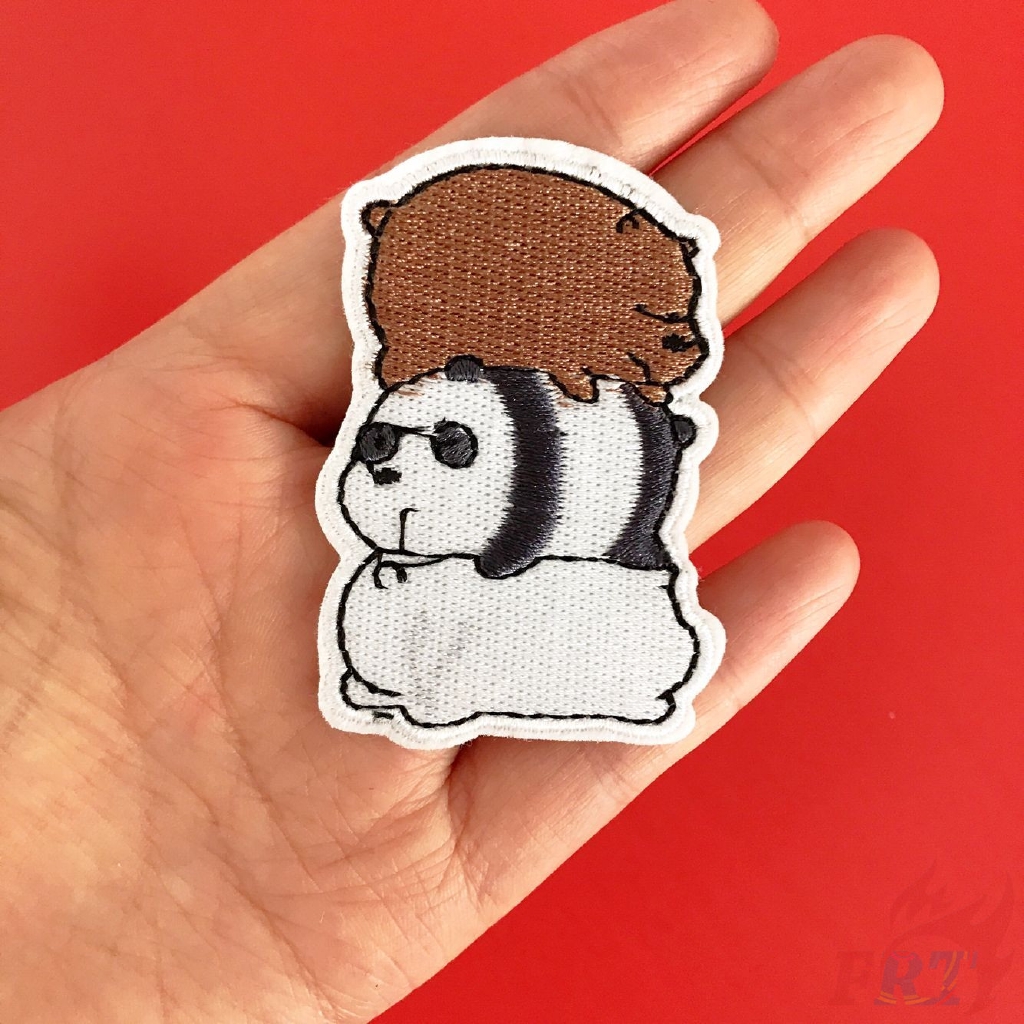 Sticker ủi thêu hình gấu trúc dễ thương
