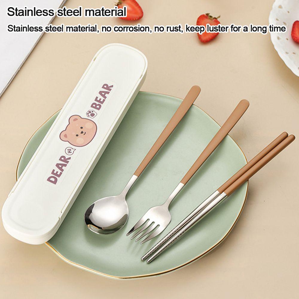 Bộ thìa đũa, hộp đựng đũa muỗng cá nhân dear bear cute inox 304 ăn cơm trưa văn phòng SUZUKO BAGS TM07