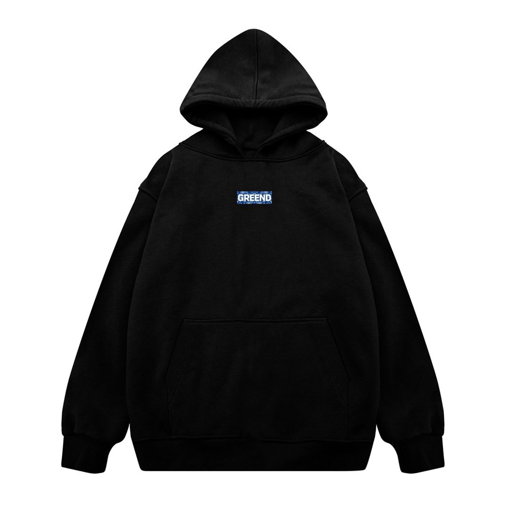 Hoodie GREEND Nỉ Bông Local Brand Unisex Basic Form rộng Logo Box HD12