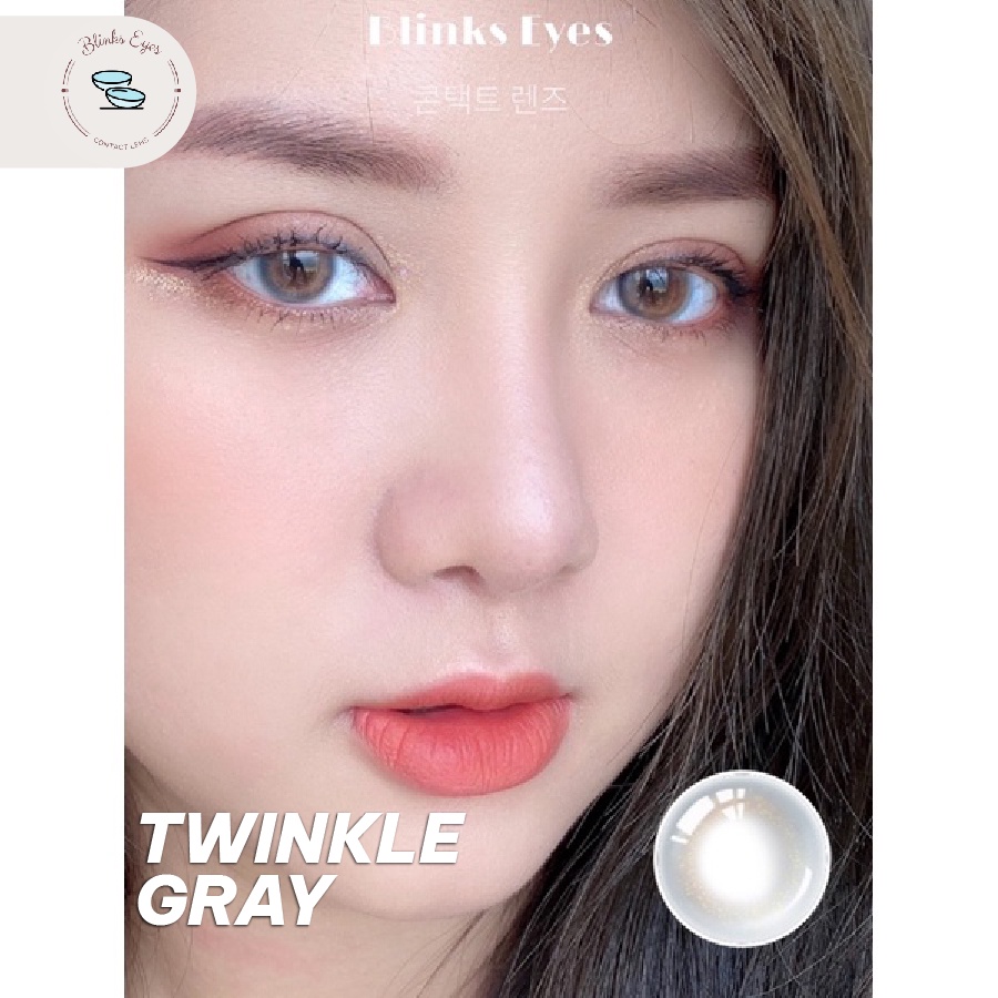 Lens Mắt Xám Nhũ Twinkle Gray BLINKS EYES Kính Áp Tròng 14mm Độ Cận Từ 0 Đến 8 Độ Sử Dụng Trong 6 Tháng