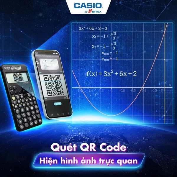 Máy Tính CASIO FX-880BTG , Phiên bản cải tiến , Cầm Tay , bỏ túi , đi học , bảo hành 7 năm , longtime