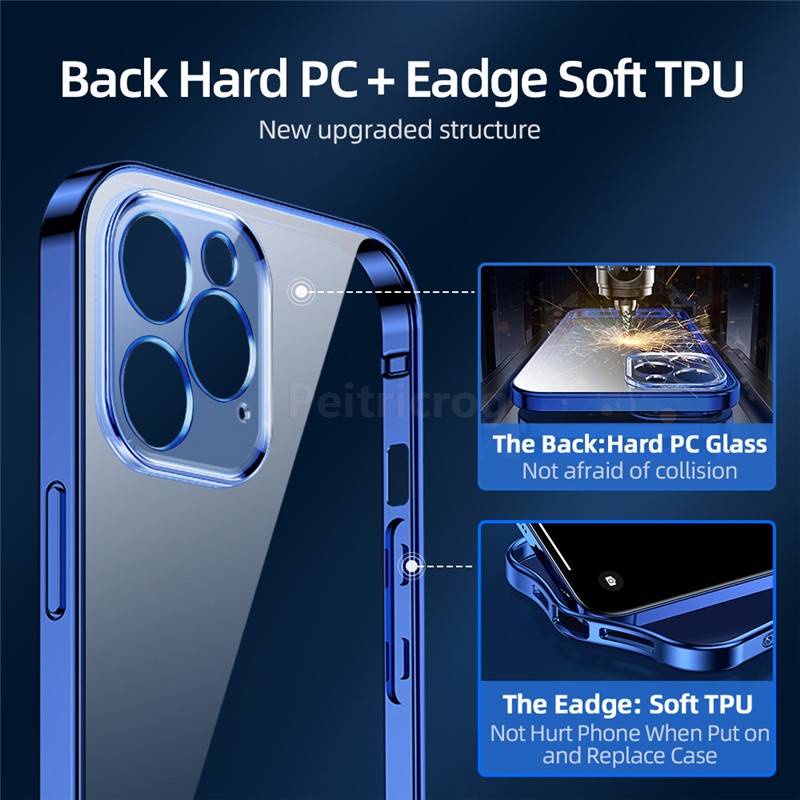 Ốp điện thoại TPU dẻo viền vuông mạ trong suốt sang trọng thích hợp cho iPhone 11 12 Pro Max Mini 7 8 Plus X XS Max XR