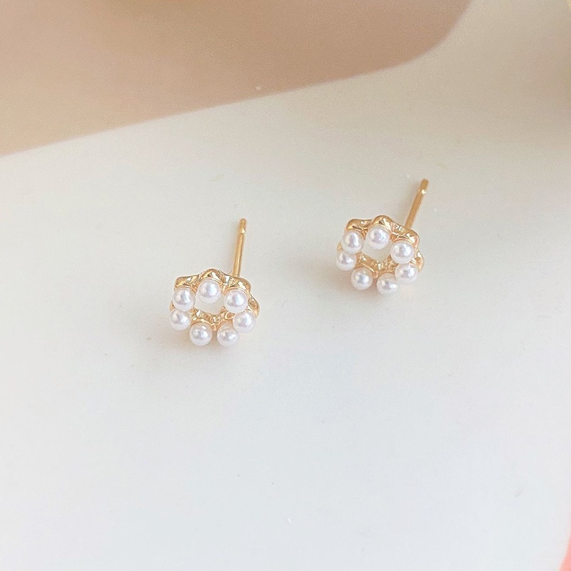 Bông tai tròn đính đá nhân tạo xinh xắn tinh tế