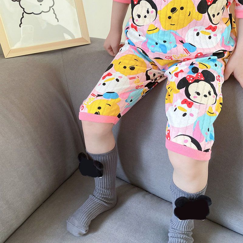 Bộ Đồ Mặc Ở Nhà Bằng Cotton Màu Trơn In Họa Tiết Hoạt Hình Dễ Thương Thời Trang Xuân Hè Cho Bé Gái