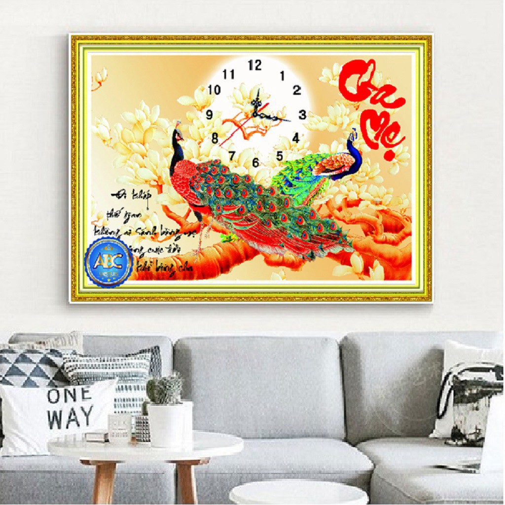 ❤FLASH SALE❤ TRANH ĐÍNH ĐÁ VENUS ĐỒNG HỒ CHA MẸ TRANH CHƯA ĐÍNH VS063