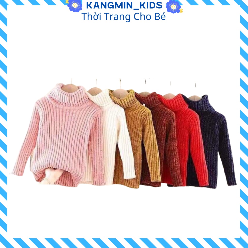 Áo len cho bé trai bé gái Kangmin kids, áo len cao cổ cho bé chất tuyết nhung cực ấm, quần áo cho bé trai gái từ 8-20kg
