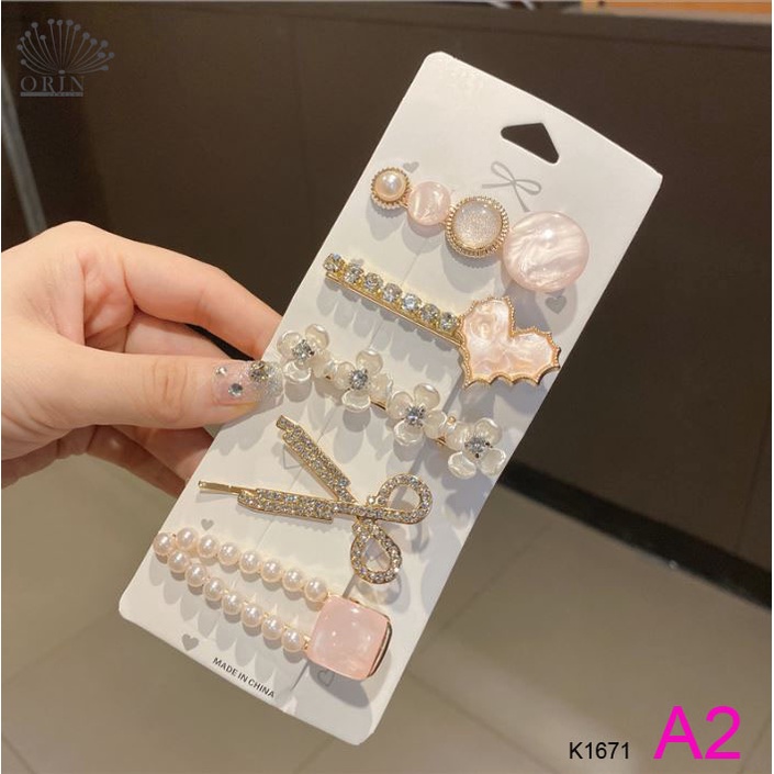 Set 5 kẹp tóc thời trang sang trọng cao cấp Orin K1671