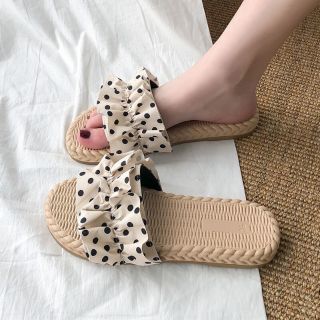 Dép Nữ Đế Giả Cói Chấm Bi Siêu Dẻo