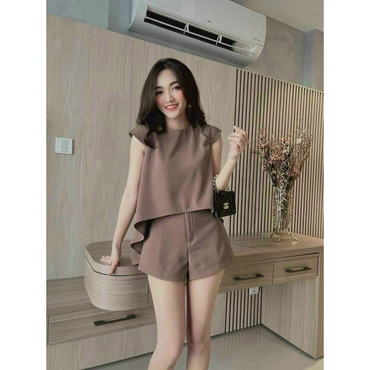 Sét Bộ Đi Chơi Áo tà Thấp Kết Hợp Quần Đùi Chất for Mặc Nhẹ Mát Đẹp Phù Hợp Đi Chơi, Mặc Nhà Siêu Xinh [NEW UNISEX]