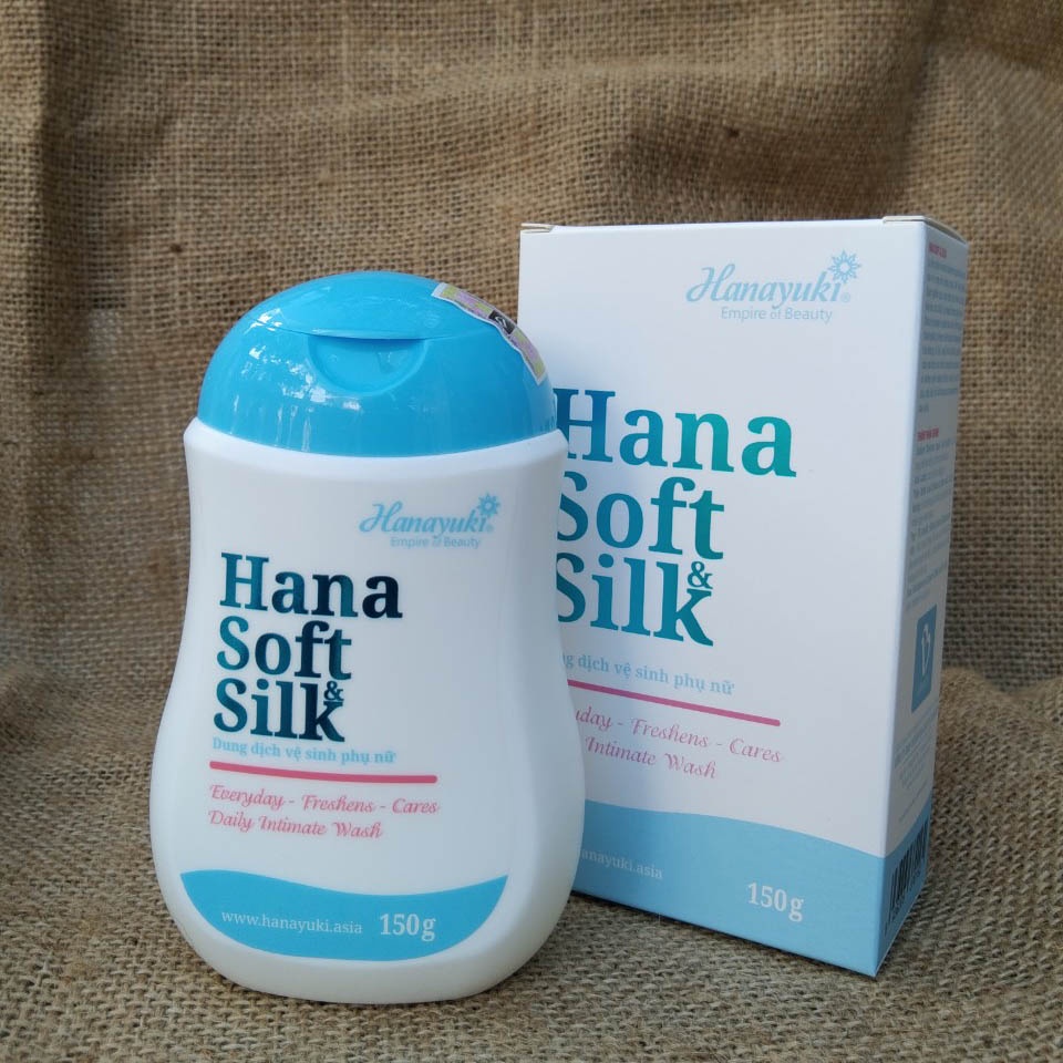 Dung dịch vệ sinh phụ nữ se khít Hana Soft &amp; Silk, nước rửa phụ khoa vùng kín Hanayuki 150ml - SUN STORE