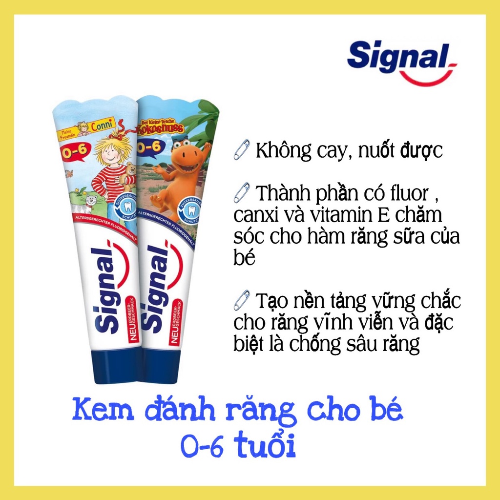 Kem Đánh Răng Trẻ Em  SIGNAL Nuốt Được, đã kiểm định an toàn - Dành cho bé dưới 6 tuổi