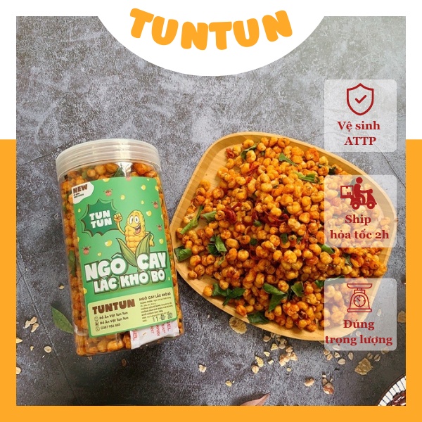 Ngô cay lắc khô bò loại ngon, hũ pet 350g | TunTun - Thế Giới Đồ Ăn Vặt - Đồ Ăn Vặt Hà Nội