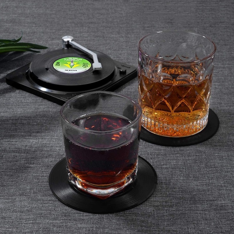 Nhựa Retro Vinyl Kỷ lục Cốc Mat Chống trượt Phin cà phê Chịu nhiệt Đồ uống Mug Mat Bàn Placemat
