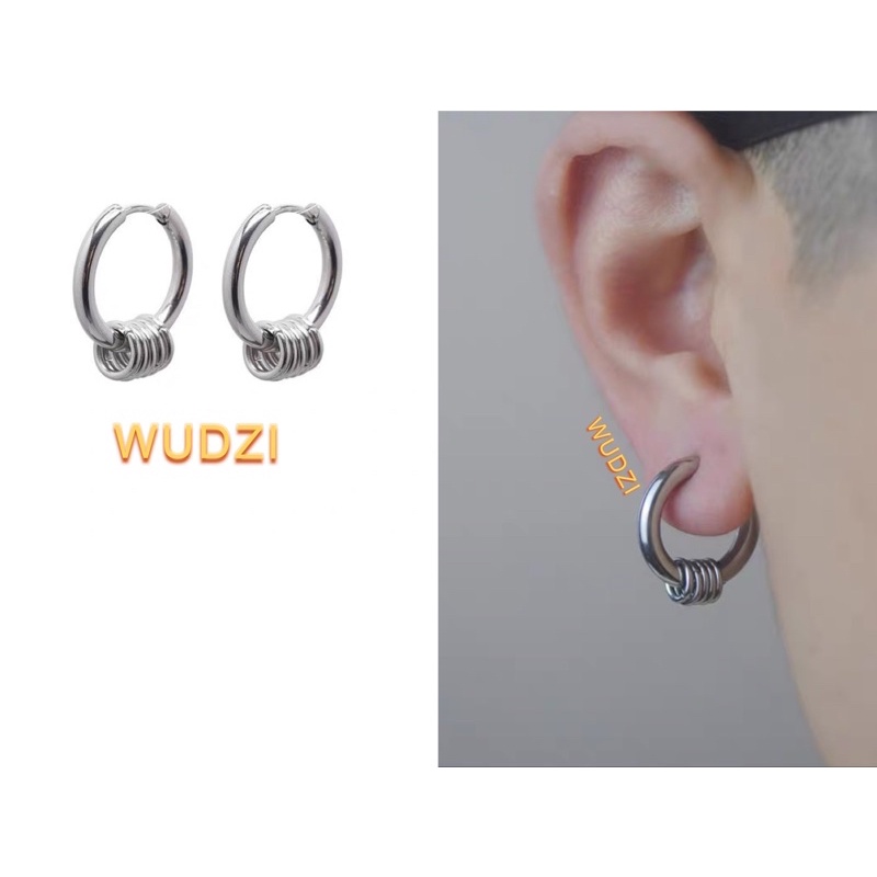 Khuyên tai vòng tròn nam nữ unisex BTS Hàn Quốc phối khoen thép y tế không gỉ an toàn