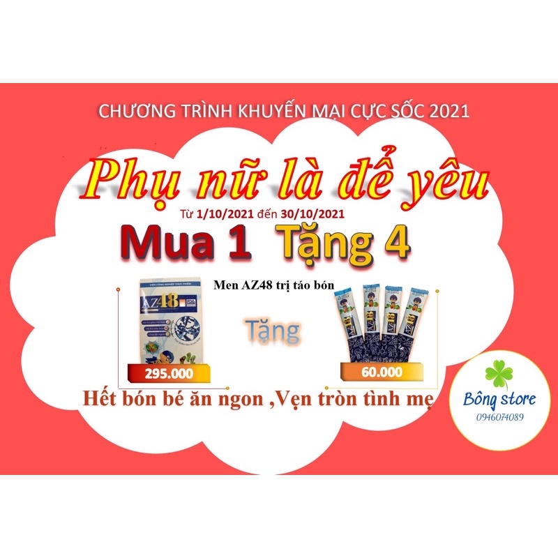 Men AZ48 hộp 20 gói cải thiện táo bón sau 48h- bé ăn ngon