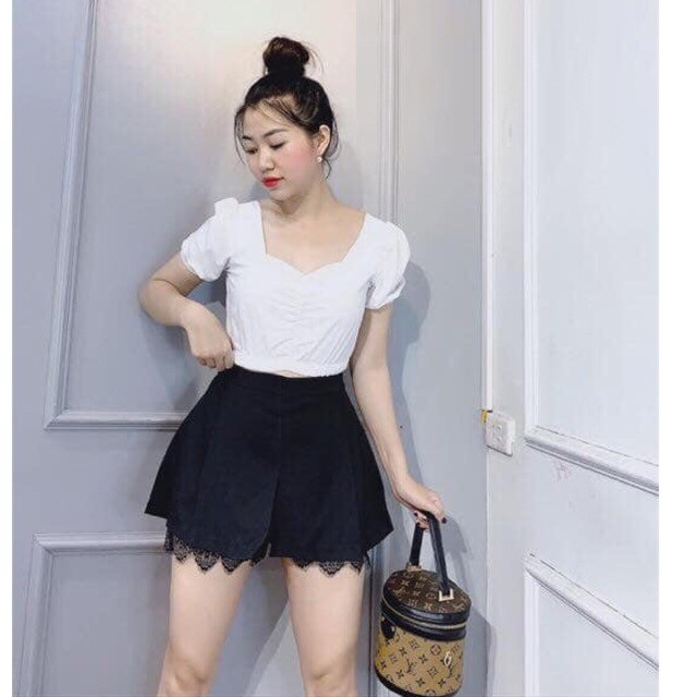 Quần short giả váy pha ren mẫu mới 2020