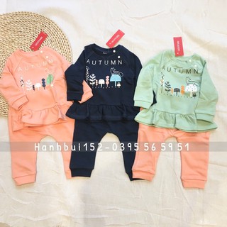 CANIFA - Set nỉ da cá Canifa cho bé gái size từ 6-9/9-12/12-18/18-24m