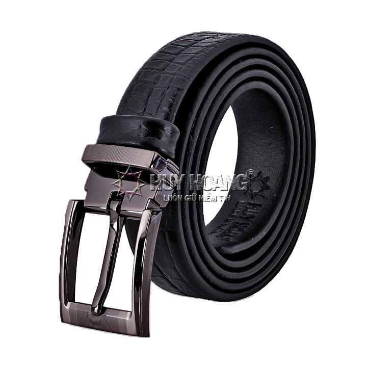 Dây thắt lưng nữ vân cá sấu màu đen PH5121