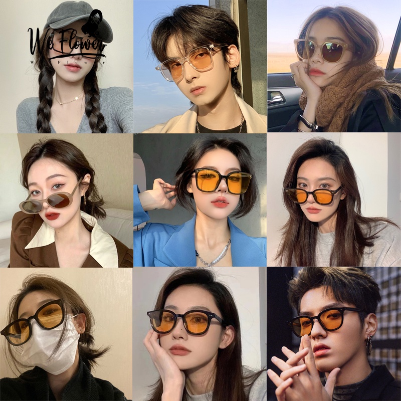 We Flower Kính Mát Gọng Vuông Màu Nâu Sáng Chống Tia UV Thời Trang Unisex