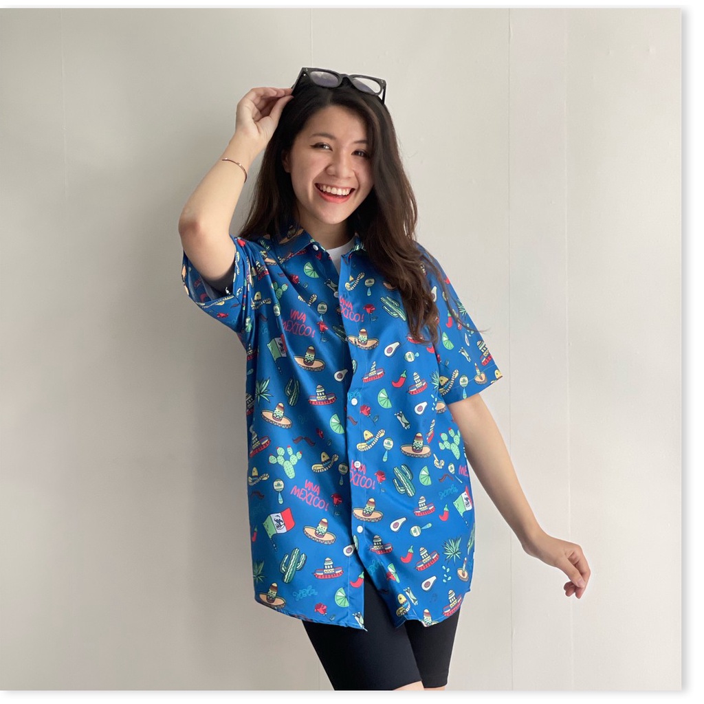 ÁO SƠ MI NỮ FORM RỘNG HOẠ TIẾT HOA LÁ CỰC ĐẸP , TƯƠI TẮN KME FASHION