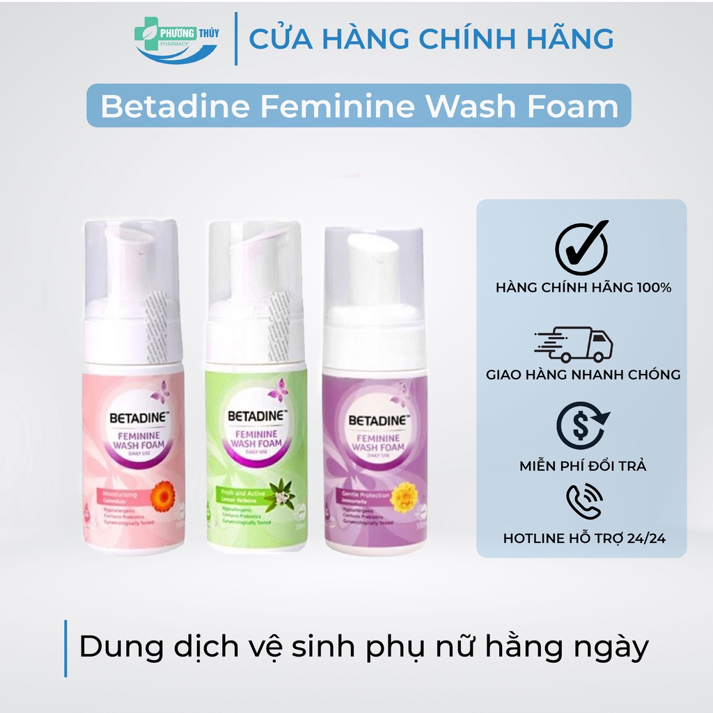 Dung dịch vệ sinh phụ nữ Betadine Feminine Wash Foam 100ml, Vệ sinh phụ nữ dung dịch vệ sinh