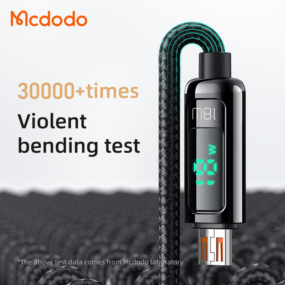 Mcdodo Micro USB 18W Digital Display QC 3.0 /4.0 Quick Charge Cable For android mobile phone