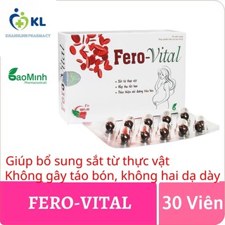 Sắt Thực Vật Fero-vital - Bổ sung sắt cho phụ nữ mang thai và người thiếu máu, không gây nóng và táo bón( hộp 30V)