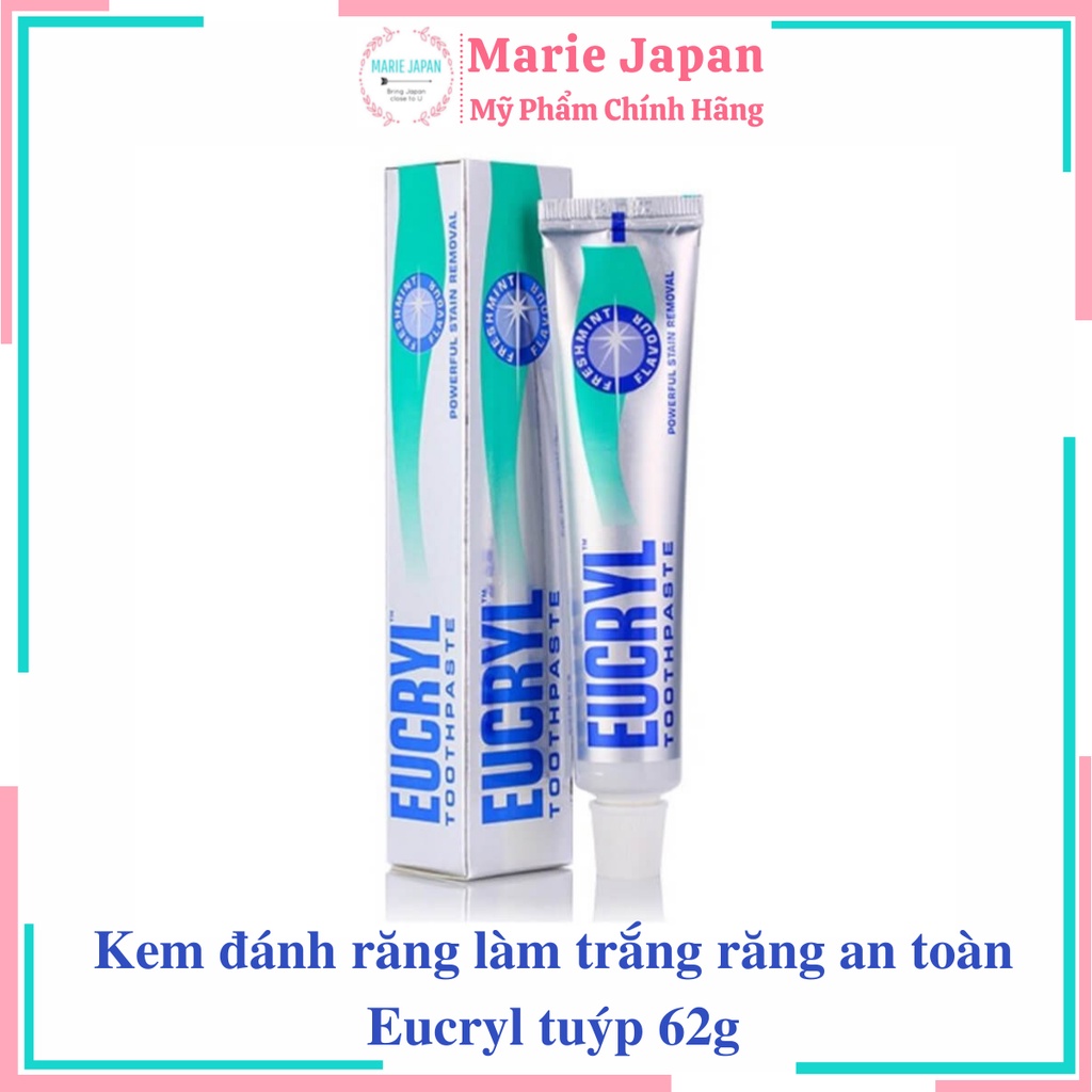 Kem đánh răng tẩy trắng răng an toàn Eucryl Freshmint Toothpaste 62g