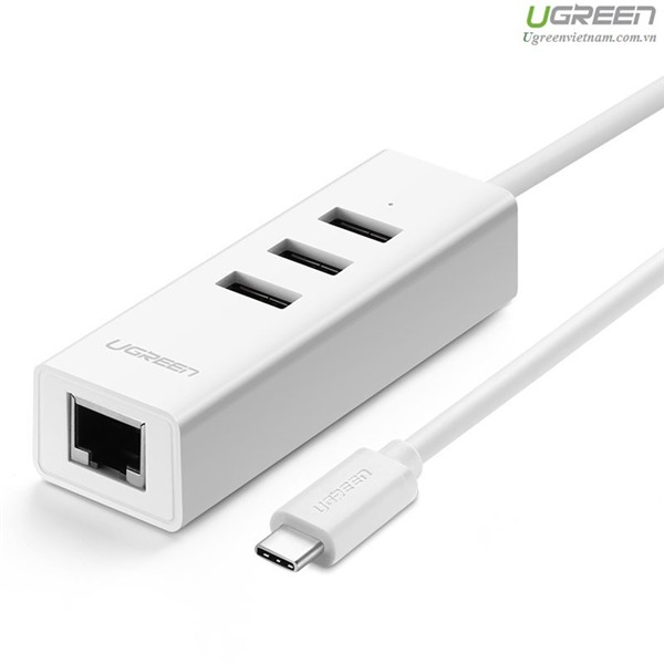 Dây chuyển Type C ra Ethernet+Hub, Ugreen 20792 Hàng chính hãng