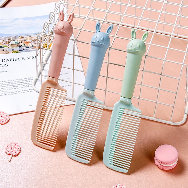 Lược nhựa chải tóc đa năng hoạt hình Ulzzang gấu thỏ màu pastel xinh xắn