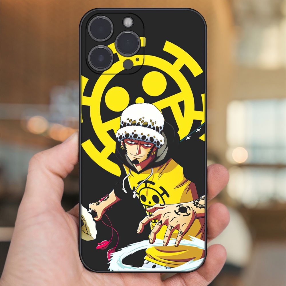 Ốp lưng iPhone 14 Pro Max dẻo đen cạnh vuông in hình Law One Piece