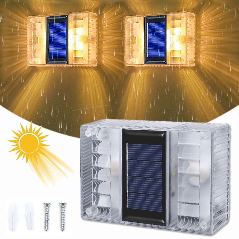 1 Đèn Led 6 Bóng Gắn Tường Năng Lượng Mặt Trời Trong Suốt Chống Nước Trang Trí Sân Vườn Và Hành Lang