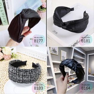 Băng đô cài tóc bản to màu đen - Tone Shop
