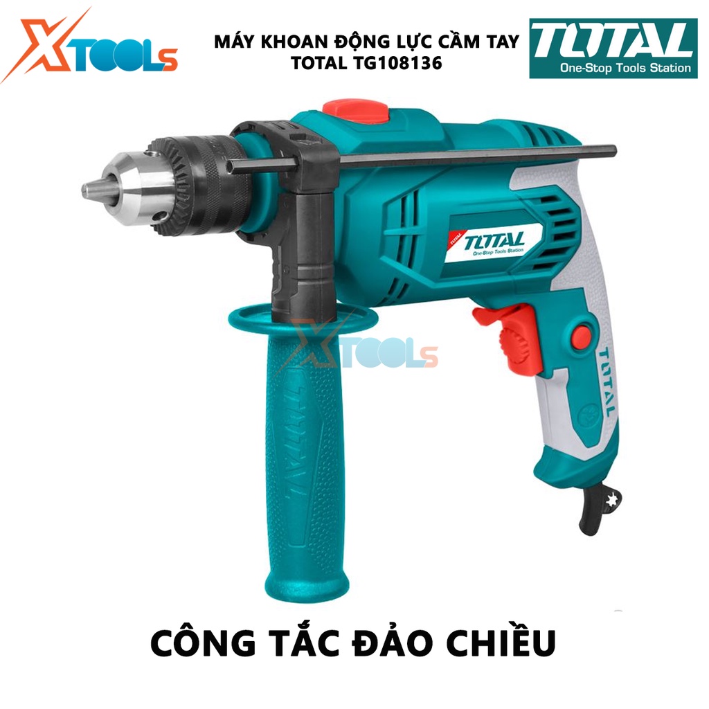 Máy khoan động lực cầm tay TOTAL TG108136 |Máy khoan động lực cầm tay 750W, đáp ứng trên gỗ, tường, sắt tiện lợi[XTOOL]